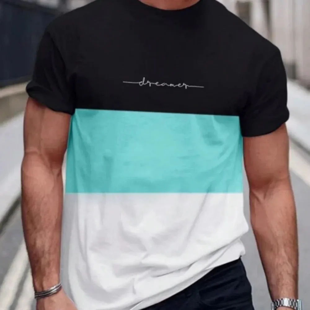 Men's Casual Striped Summer T Shirt-Oversized Short Sleeve Top