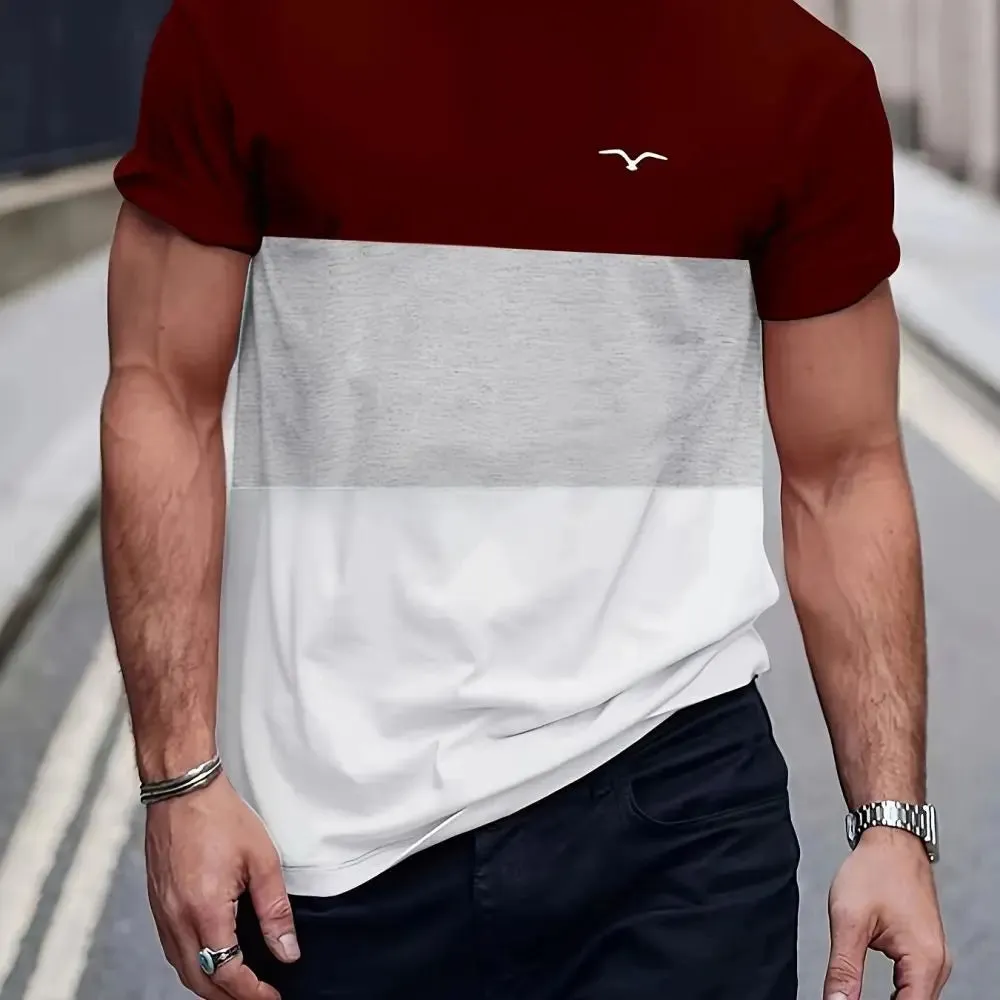 Men's Casual Striped Summer T Shirt-Oversized Short Sleeve Top