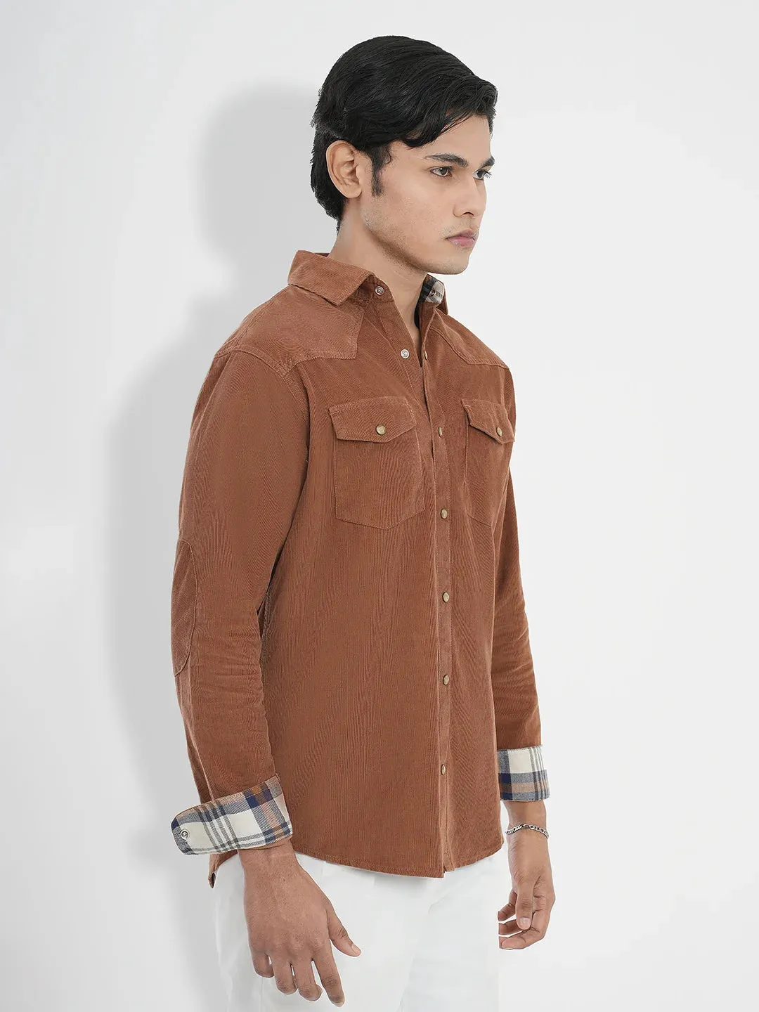 Men's Corduroy Casual Shirt in Towny Brown