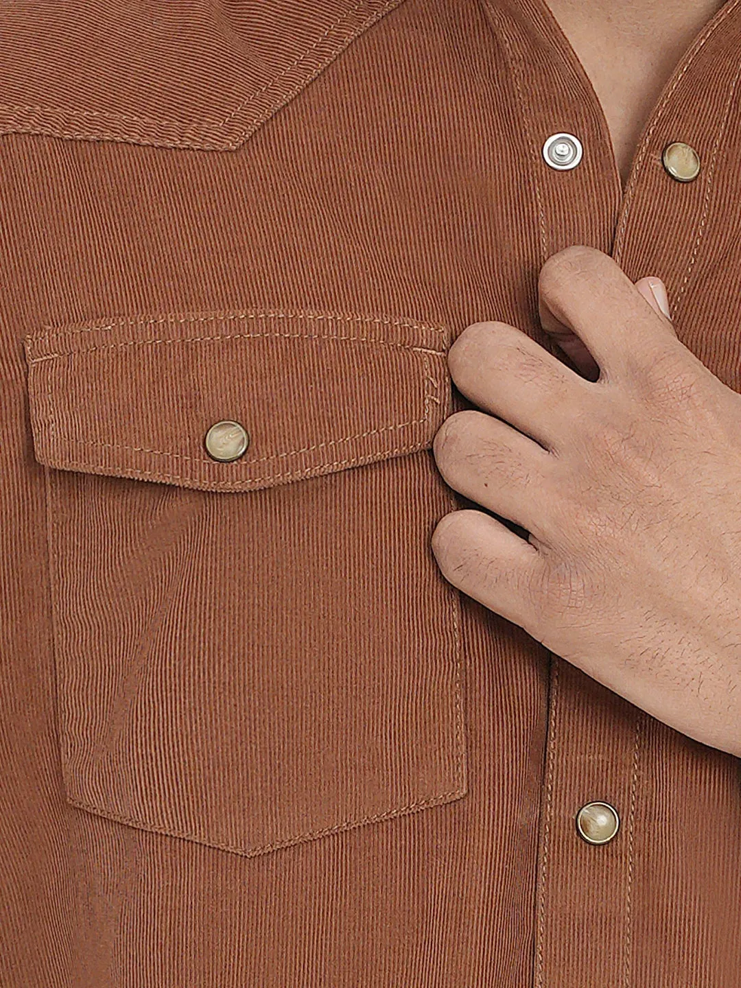 Men's Corduroy Casual Shirt in Towny Brown