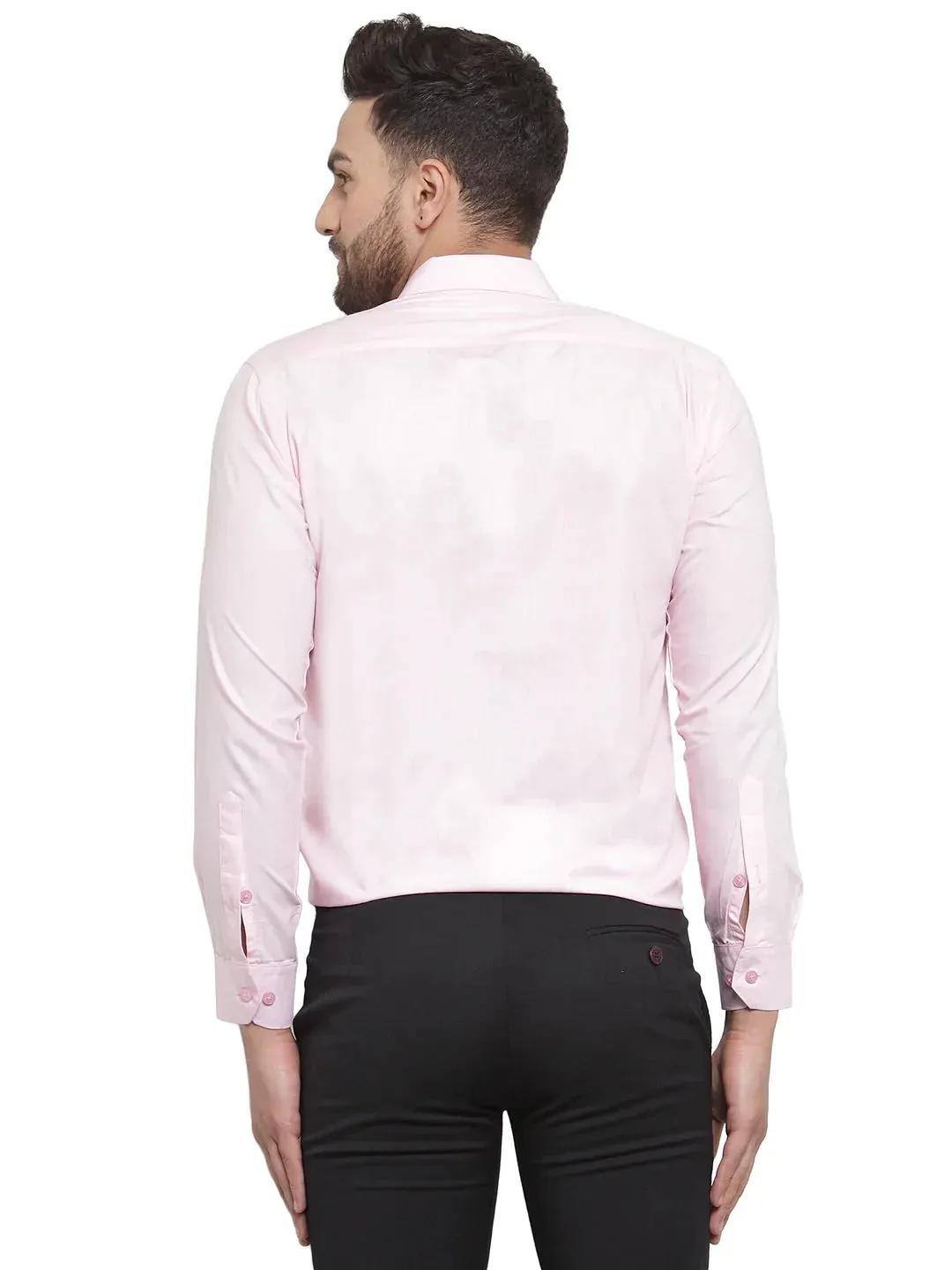 Men'S Cotton Solid Light Pink Formal Shirt'S