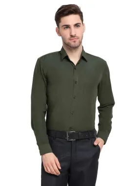 Men'S Cotton Solid Mehndi Green Formal Shirt'S