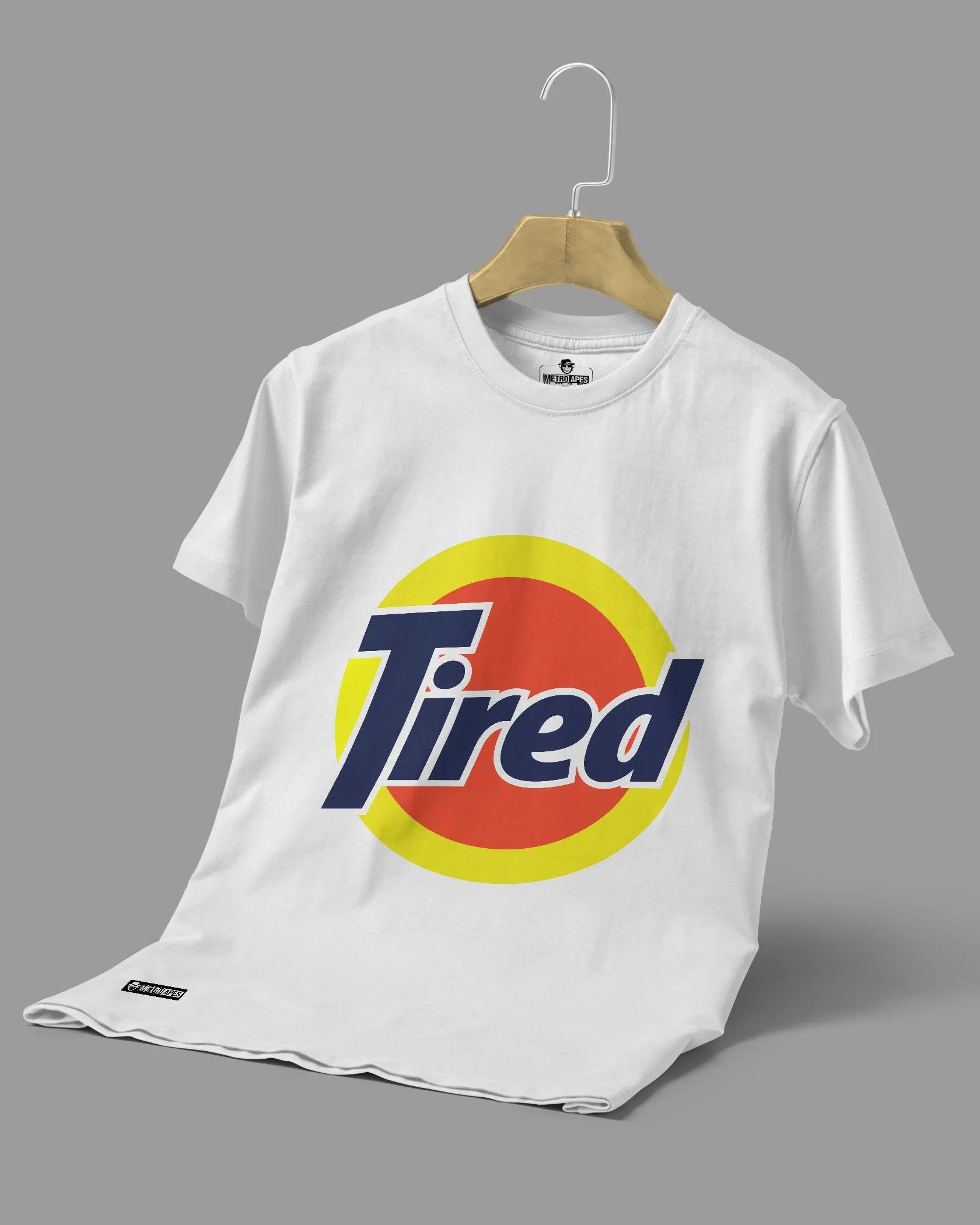 Mens Regular Tshirt Funky Logo Spoofs Tired