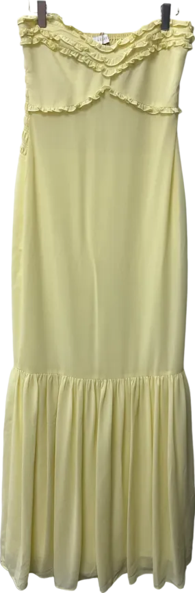 Meshki Yellow Strapless Chiffon Maxi Dress - Lemon Sherbet UK S