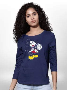 Mickey Mouse Printed Ladies T-shirt 4 Quarter Sleeve