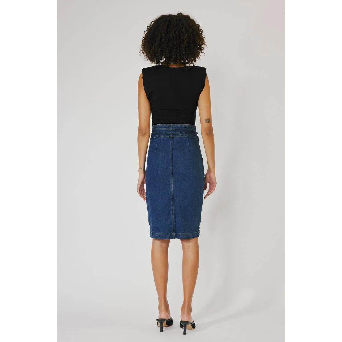Midi Button Denim skirt
