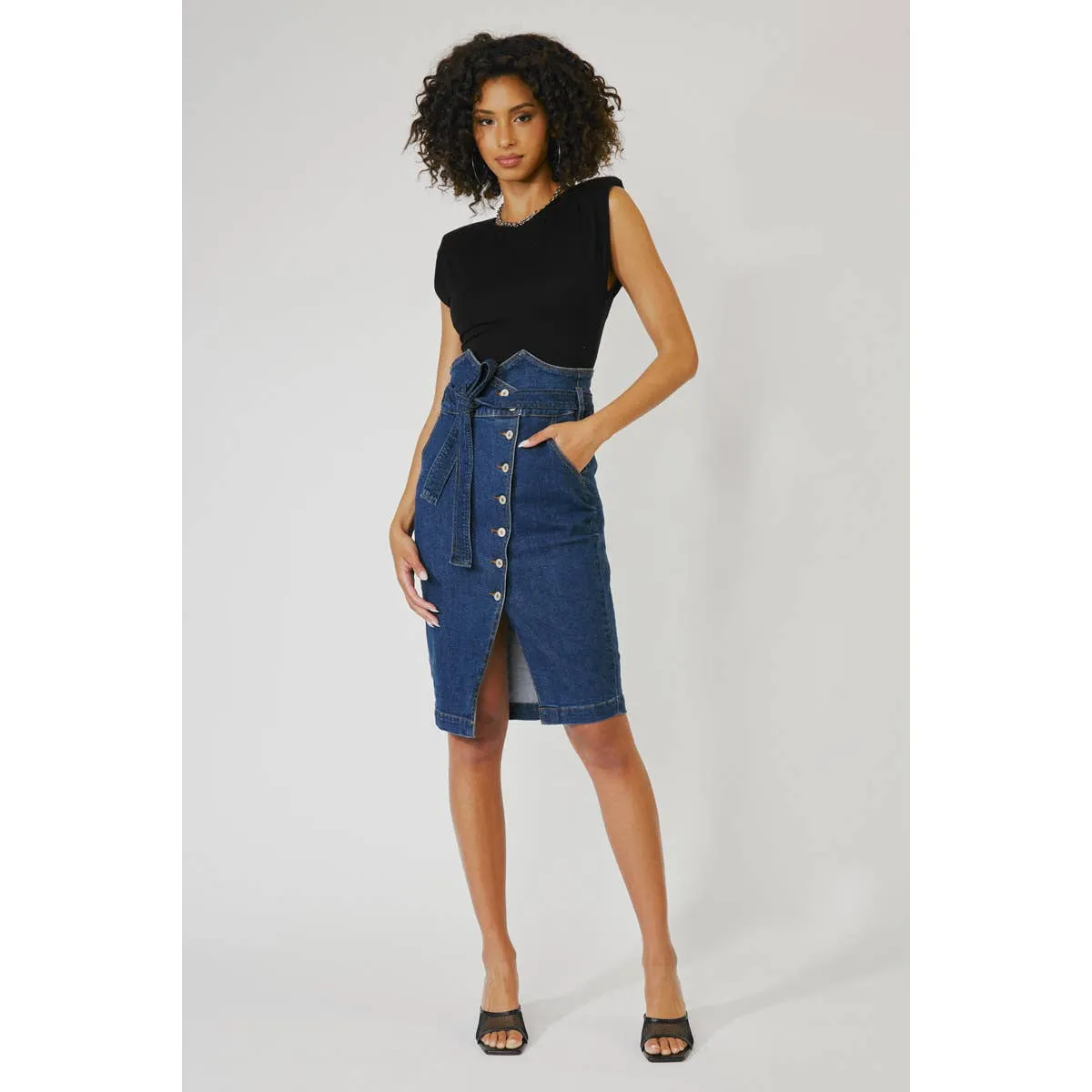 Midi Button Denim skirt