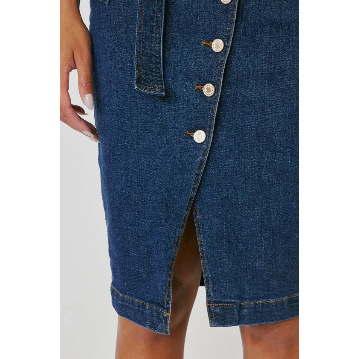 Midi Button Denim skirt