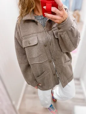 Mocha Keep Me Warm Fleece Lined Jacket