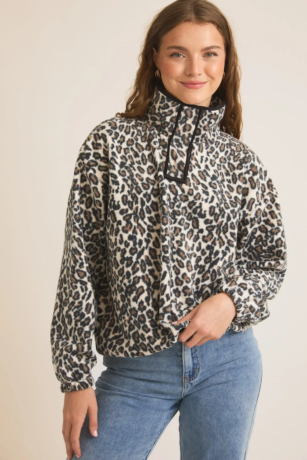 Mock Neck Long Sleeve Fleece Top