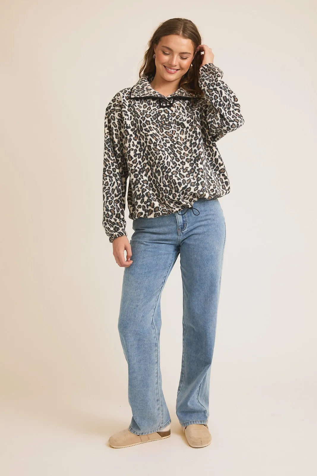 Mock Neck Long Sleeve Fleece Top