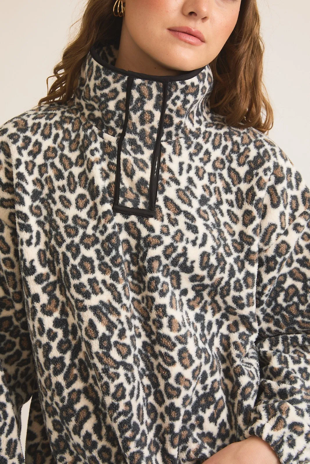 Mock Neck Long Sleeve Fleece Top