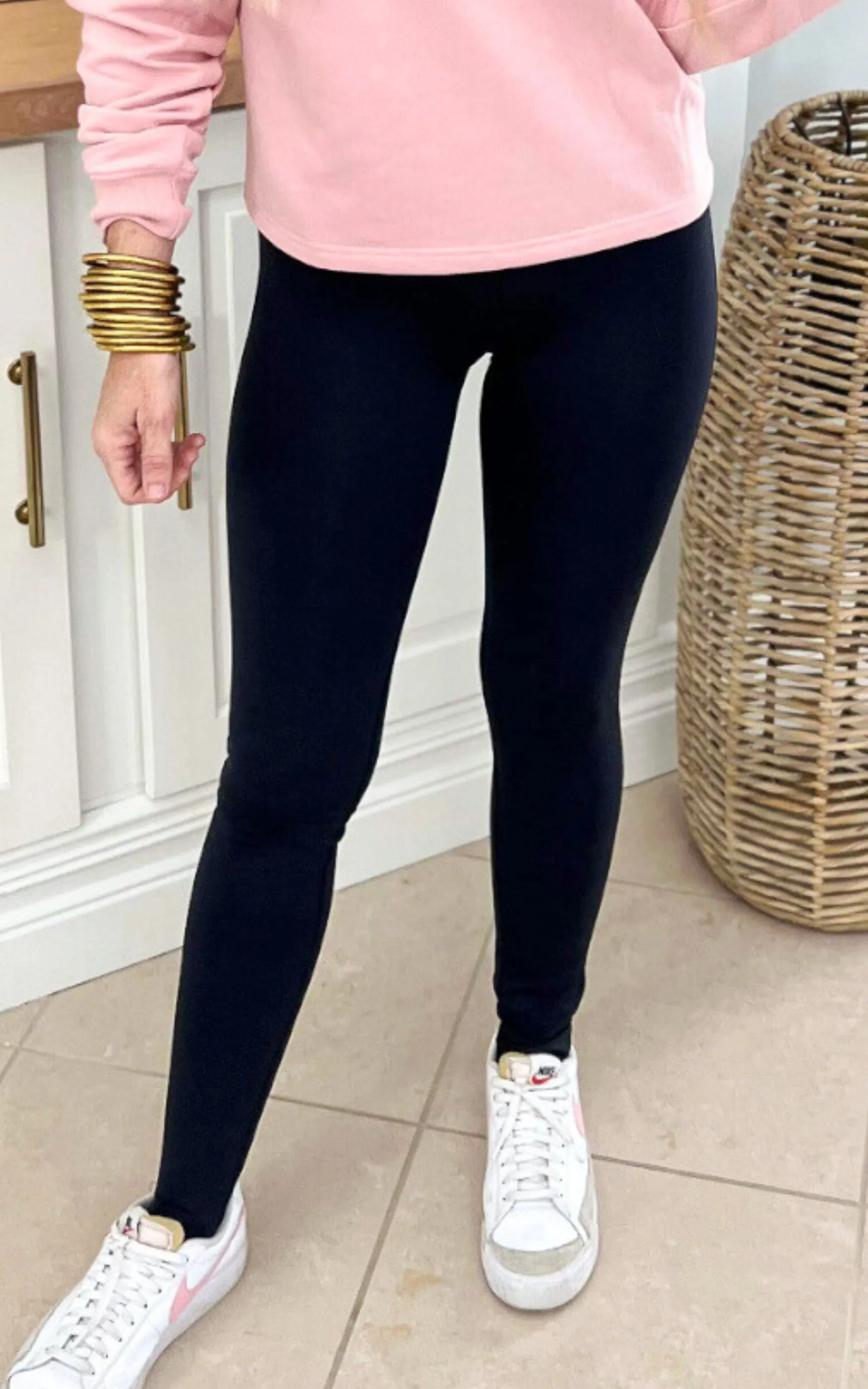 MONO B Black Venice Crossover Waist Stirrup Leggings - Final Sale
