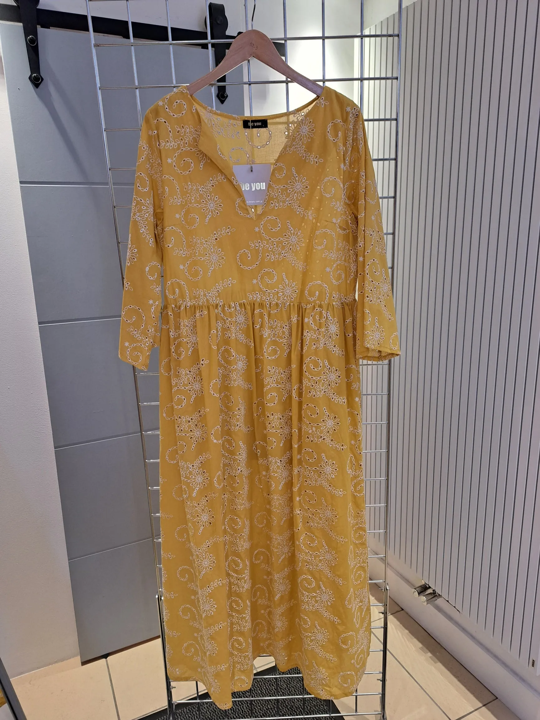 Mustard yellow cotton maxi dress