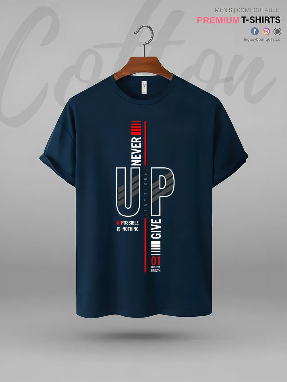 Never Give Up Nothing Is Impossible Stay Strong Print High Quality Mens T shirt In BD