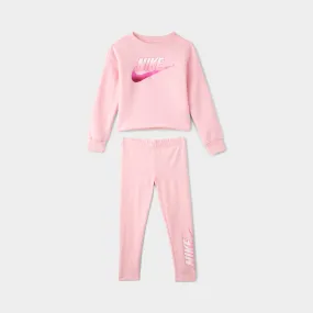 Nike Child Girls' Fade Logo Crewneck Set / Light Pink
