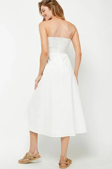 Off White Strapless Dress
