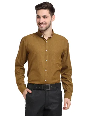 Olive Men'S Button Down Collar Cotton Formal Shirt