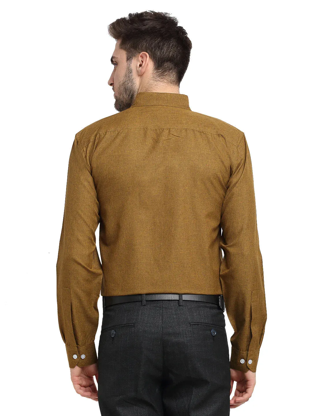 Olive Men'S Button Down Collar Cotton Formal Shirt
