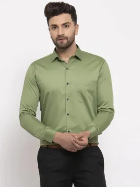 Olive Men'S Cotton Solid Formal Shirt'S
