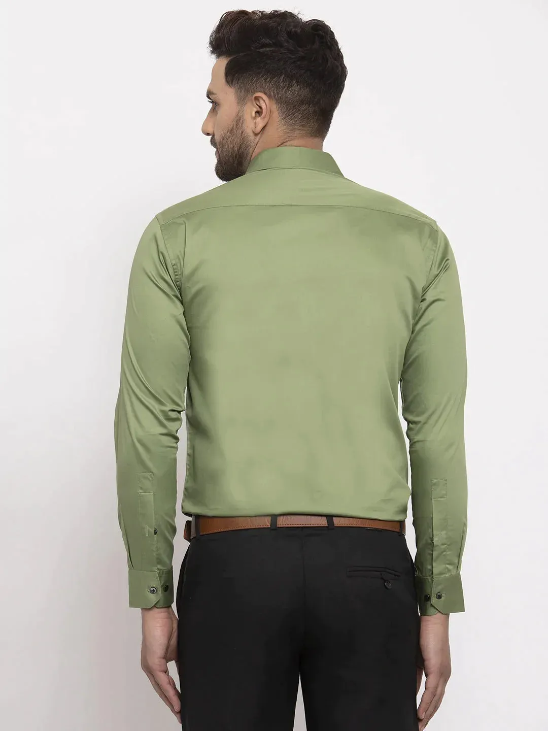 Olive Men'S Cotton Solid Formal Shirt'S