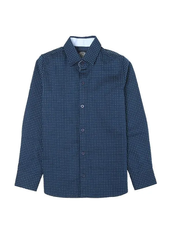 One Friday Navy Blue Dotted Shirt