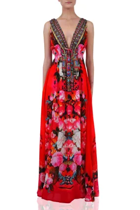 Orange Flowy Maxi Dresses For Women