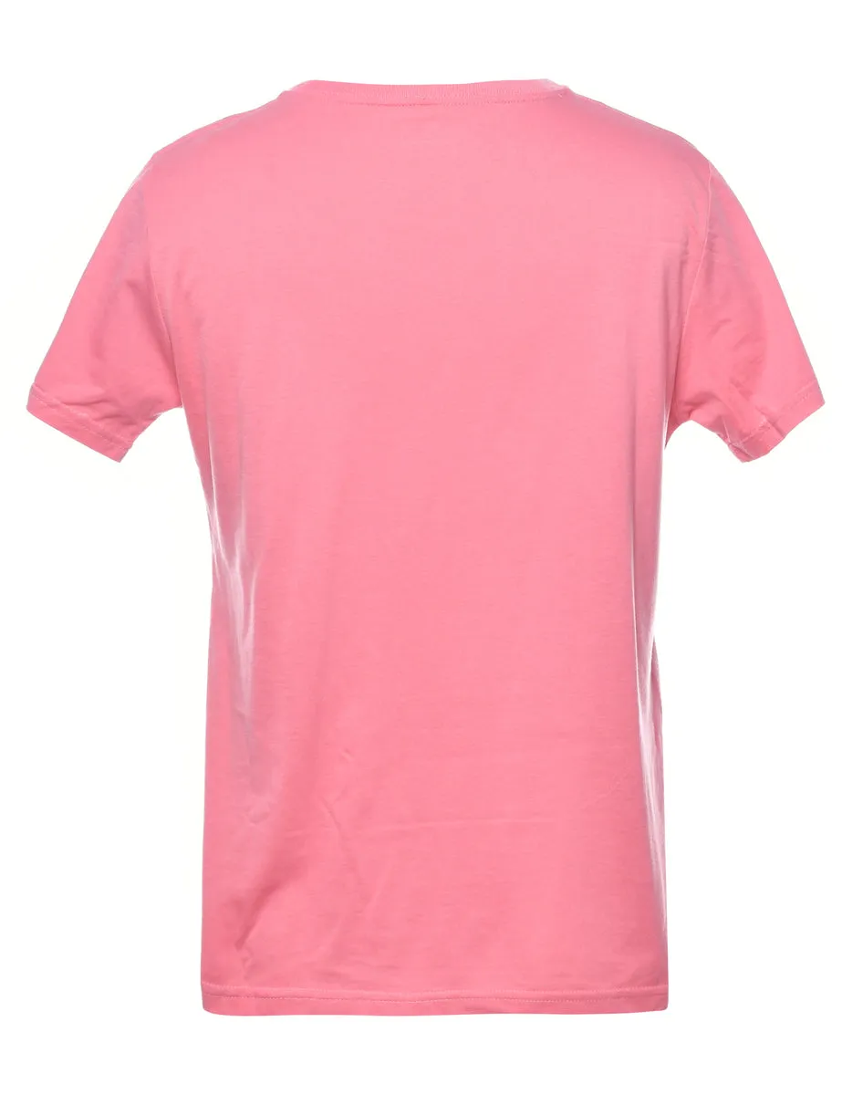Pale Pink Snoopy Cartoon T-shirt - M