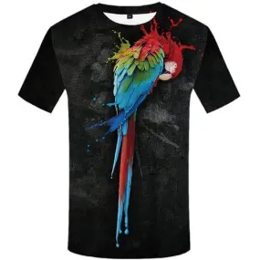 Parrot T-shirt Men Colorful Tshirts Casual Animal T shirts Funny Graffiti Tshirt Anime Black Tshirt Printed Short Sleeve