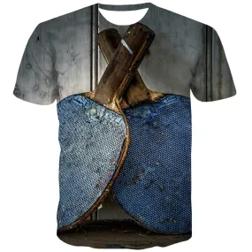 Pingpong T-shirt Men Game T shirts Funny Movement Shirt Print Short Sleeve