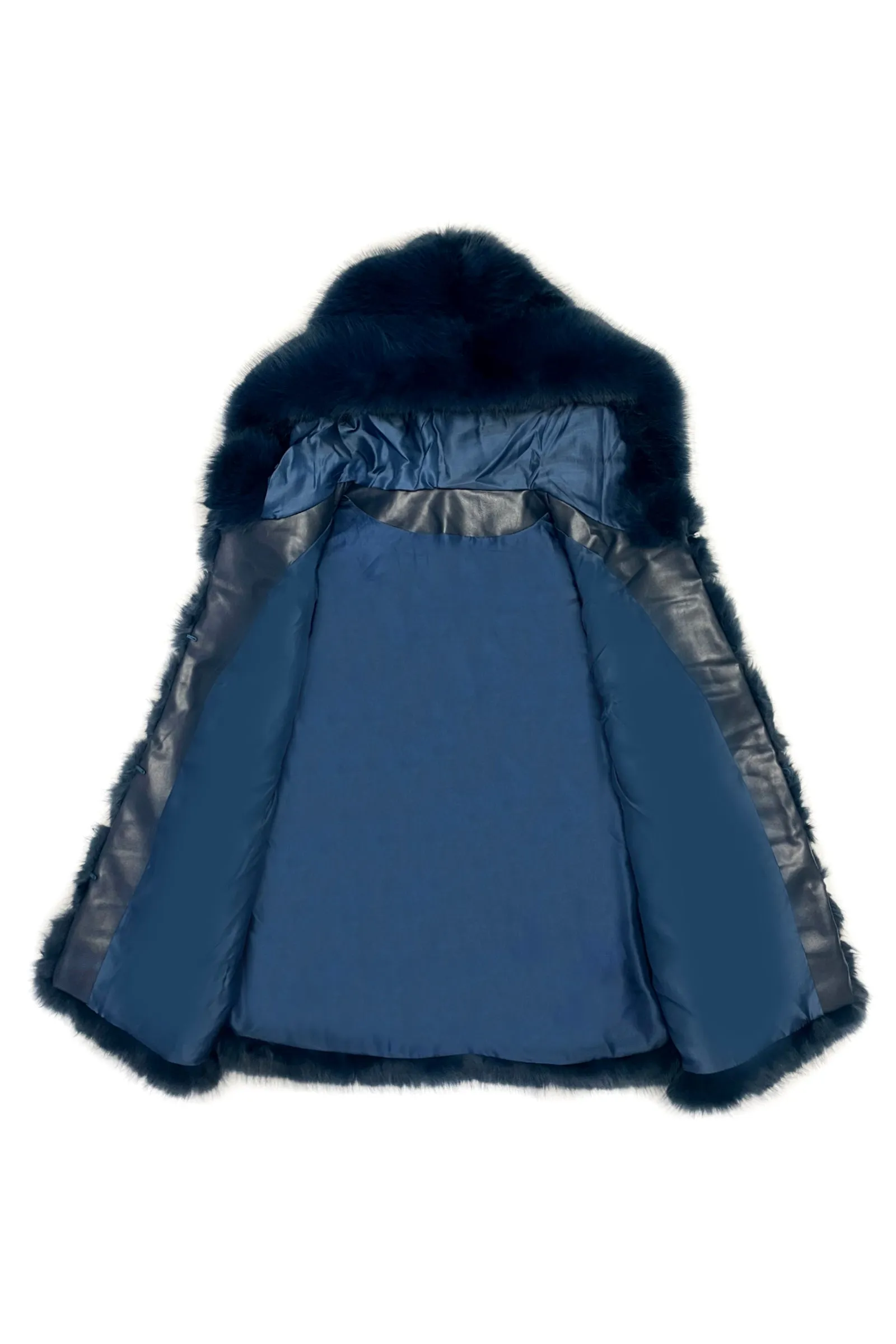 Plain Faux Fur Stripe Hooded Gilet Jacket