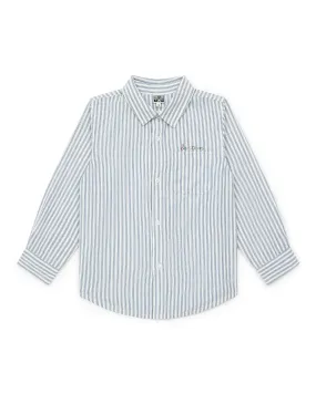 Poplin Shirt in Rayure Bleue