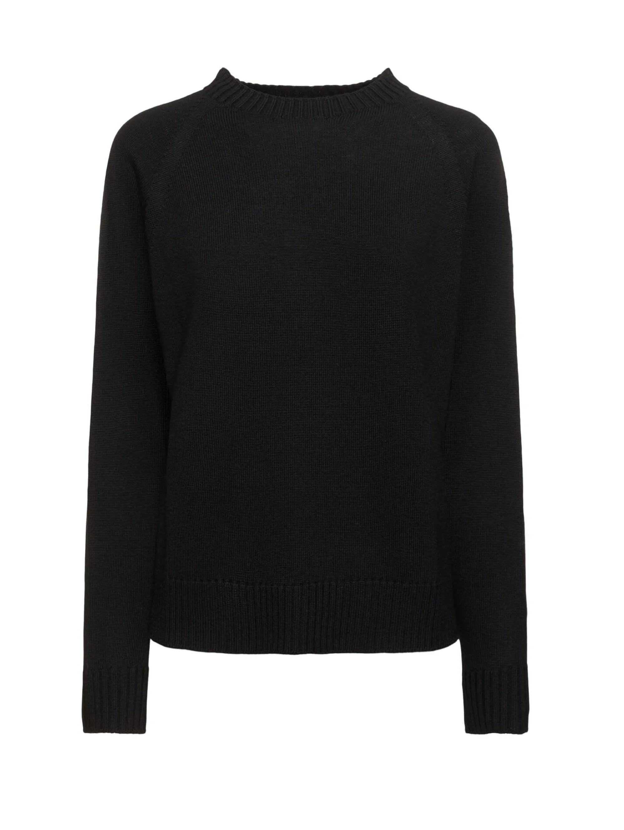 Pullover Girocollo in Pura Lana Nero