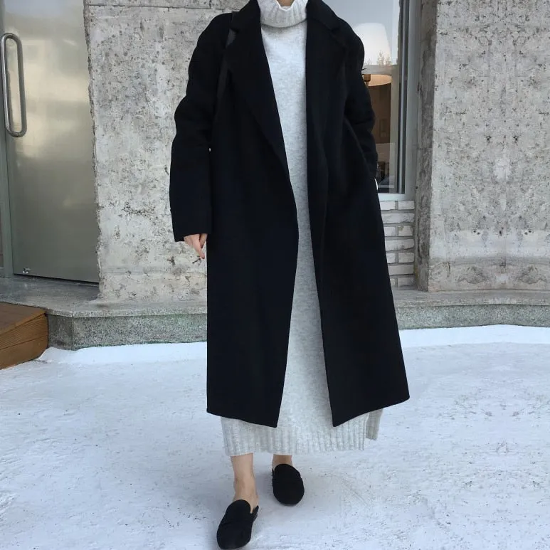 Pullover Knitted Long Sweater Dress Winter