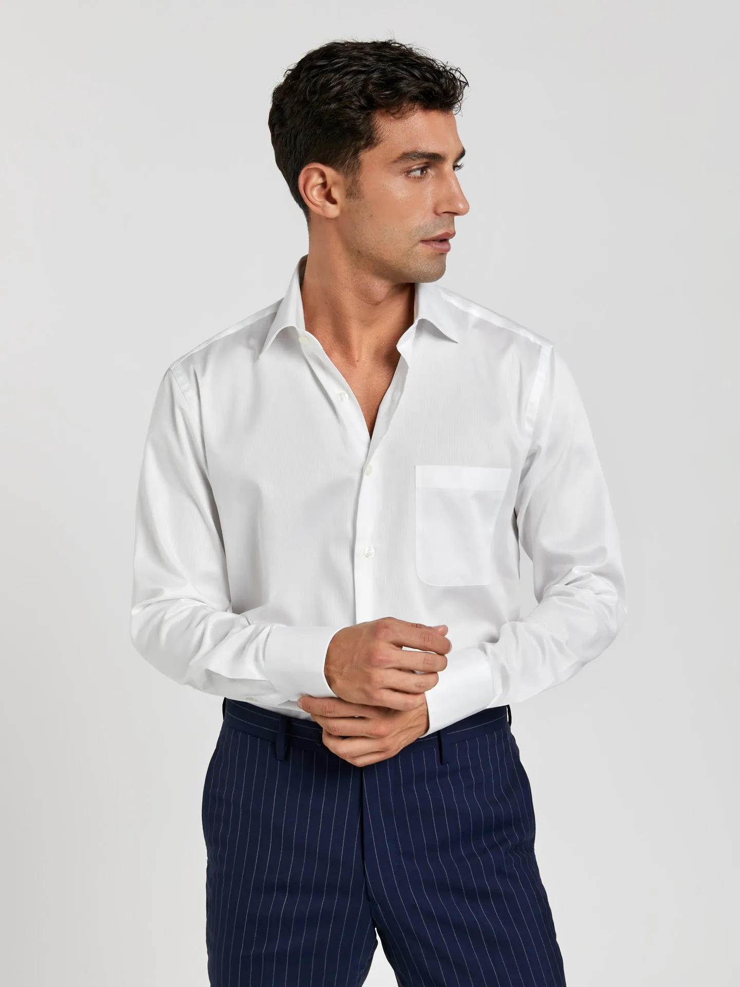 Regular fit business plain structure formal shirt