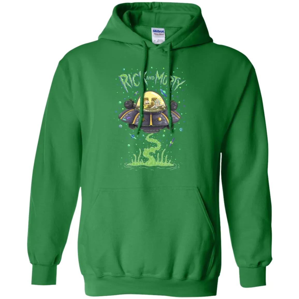 Rick And Morty Spaceship Illustration Men Pullover Hoodie