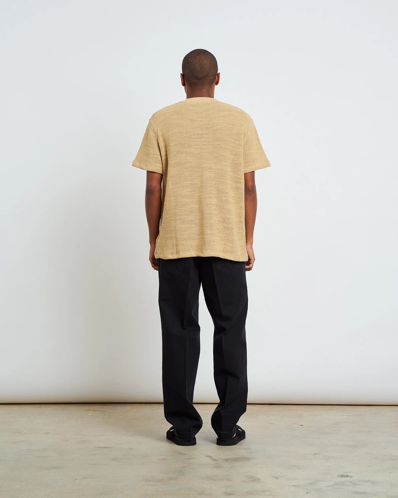 Rope Weave Box T-Shirt in Beige