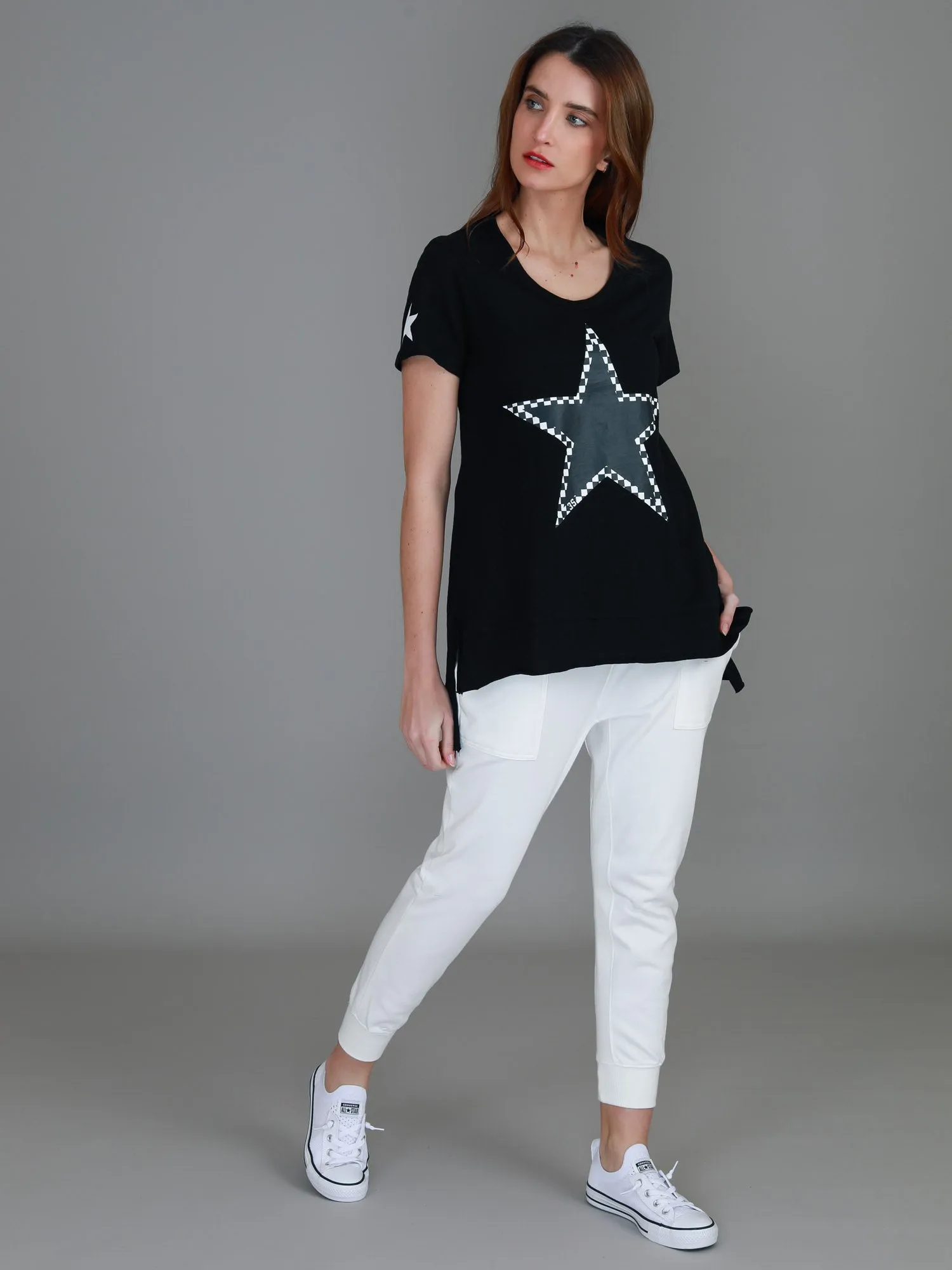 Sandy Check Black Star T Shirt