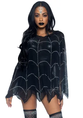 Sheer Rhinestone Poncho