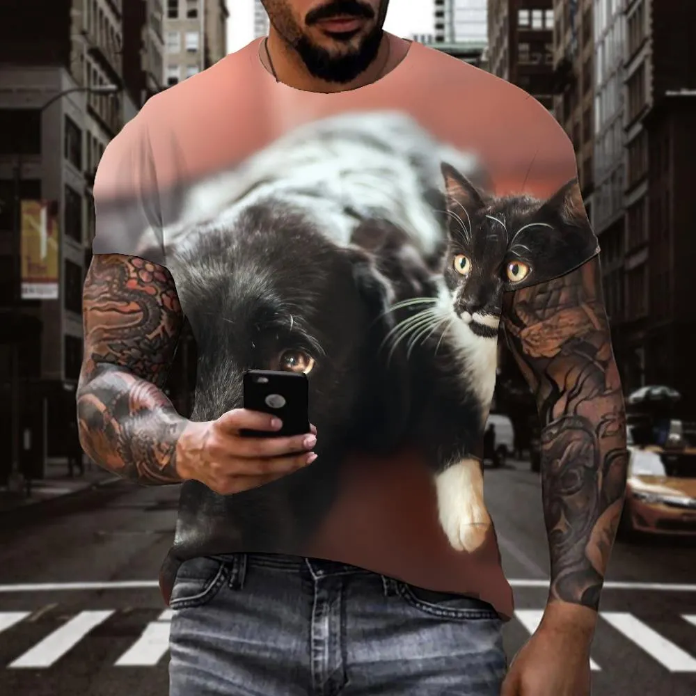 shirt animaldocile pets Funny 3D t shirtCool art costume men cat and dog
