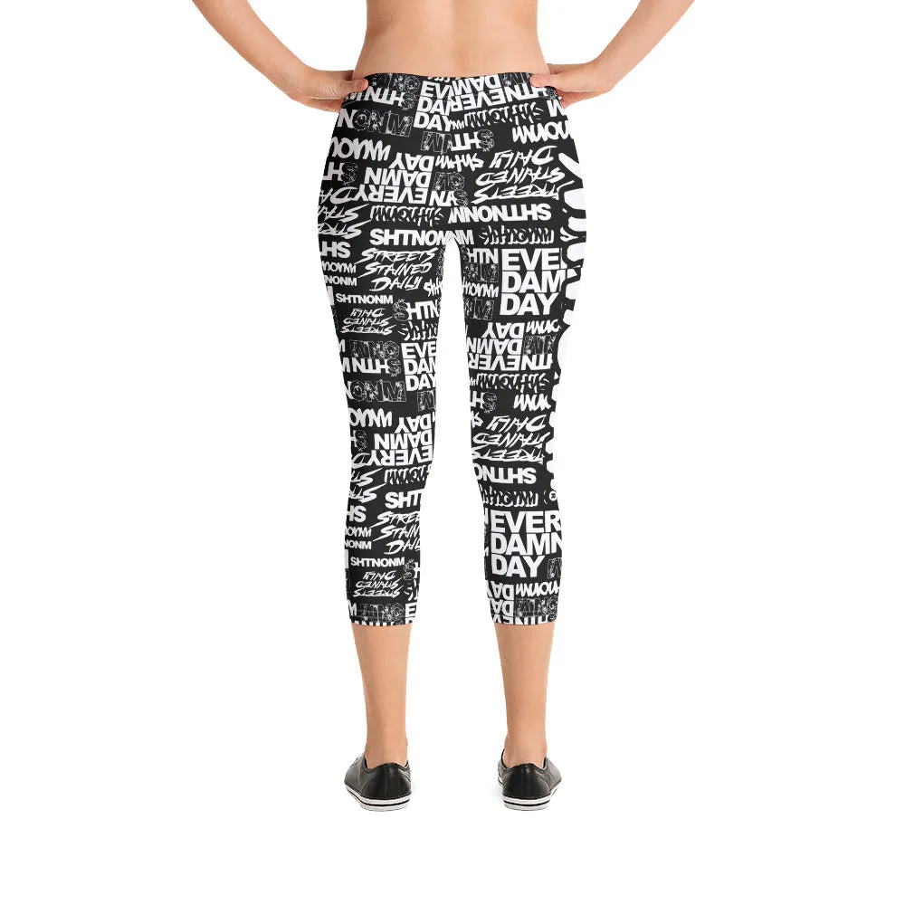 SHTNONM - Capri Leggings (Black/White)