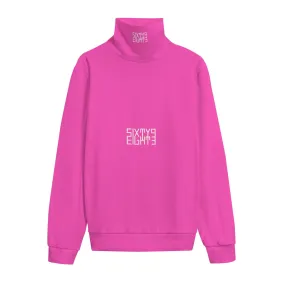 Sixty Eight 93 Logo White Fuchsia Unisex Turtleneck Knitted Fleece Sweater