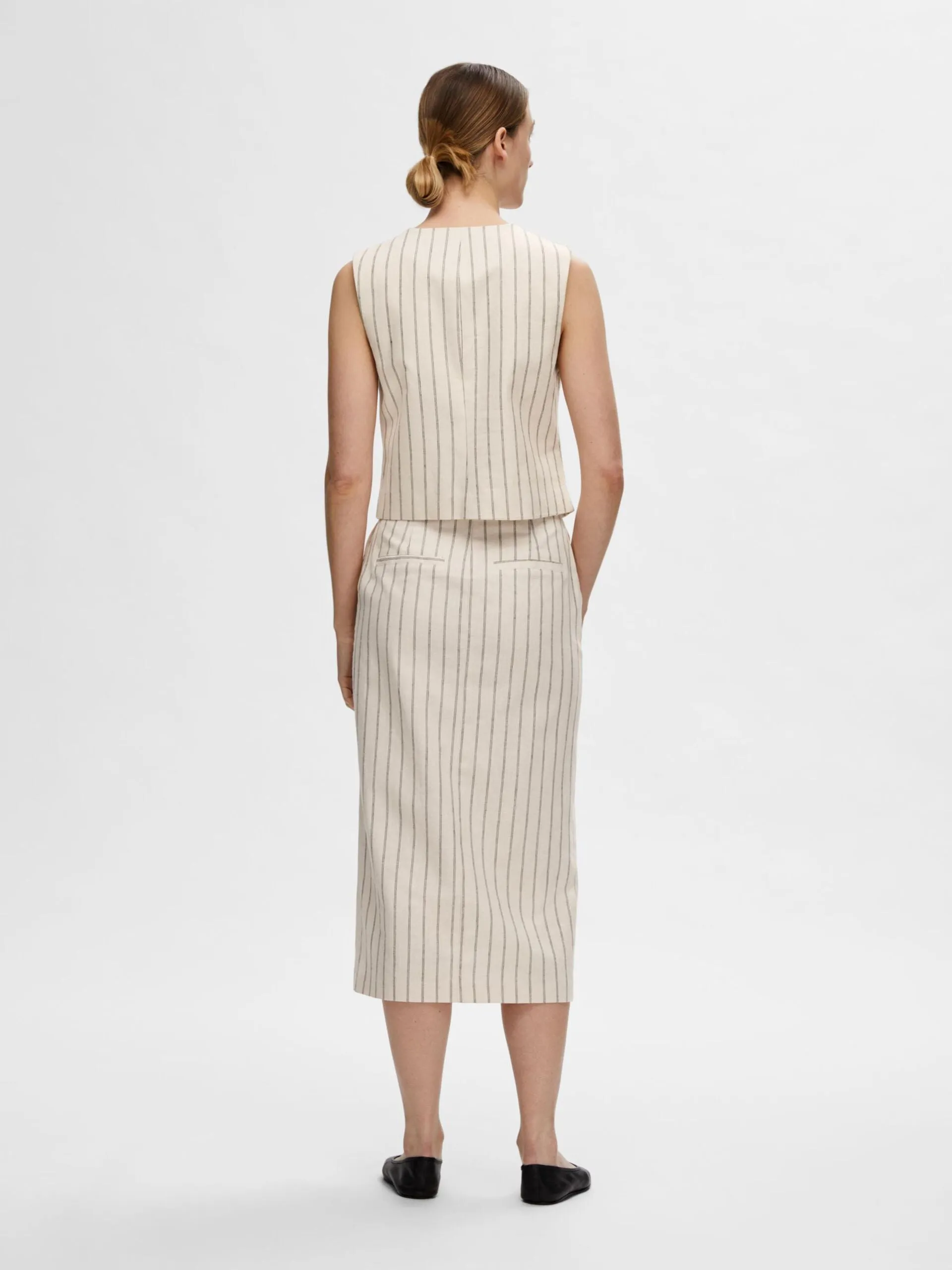 SLF Hilda Pencil Skirt in Pin Stripe Sandshell