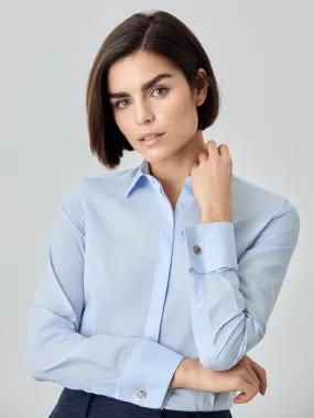 Slim Fit Striped Shirt With Gold Cuffs Buttons In Cotton