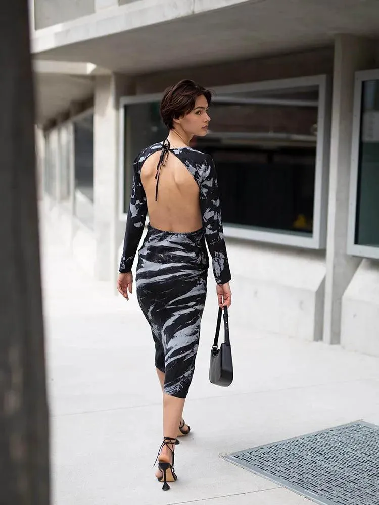 Streetwear Fashion Backless Lace Up Maxi