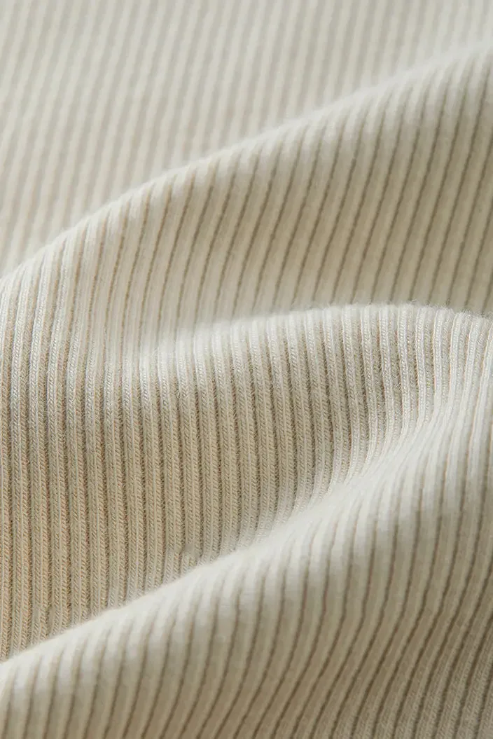 Stretchy Ribbed Crewneck Colorblock Cropped T Shirt