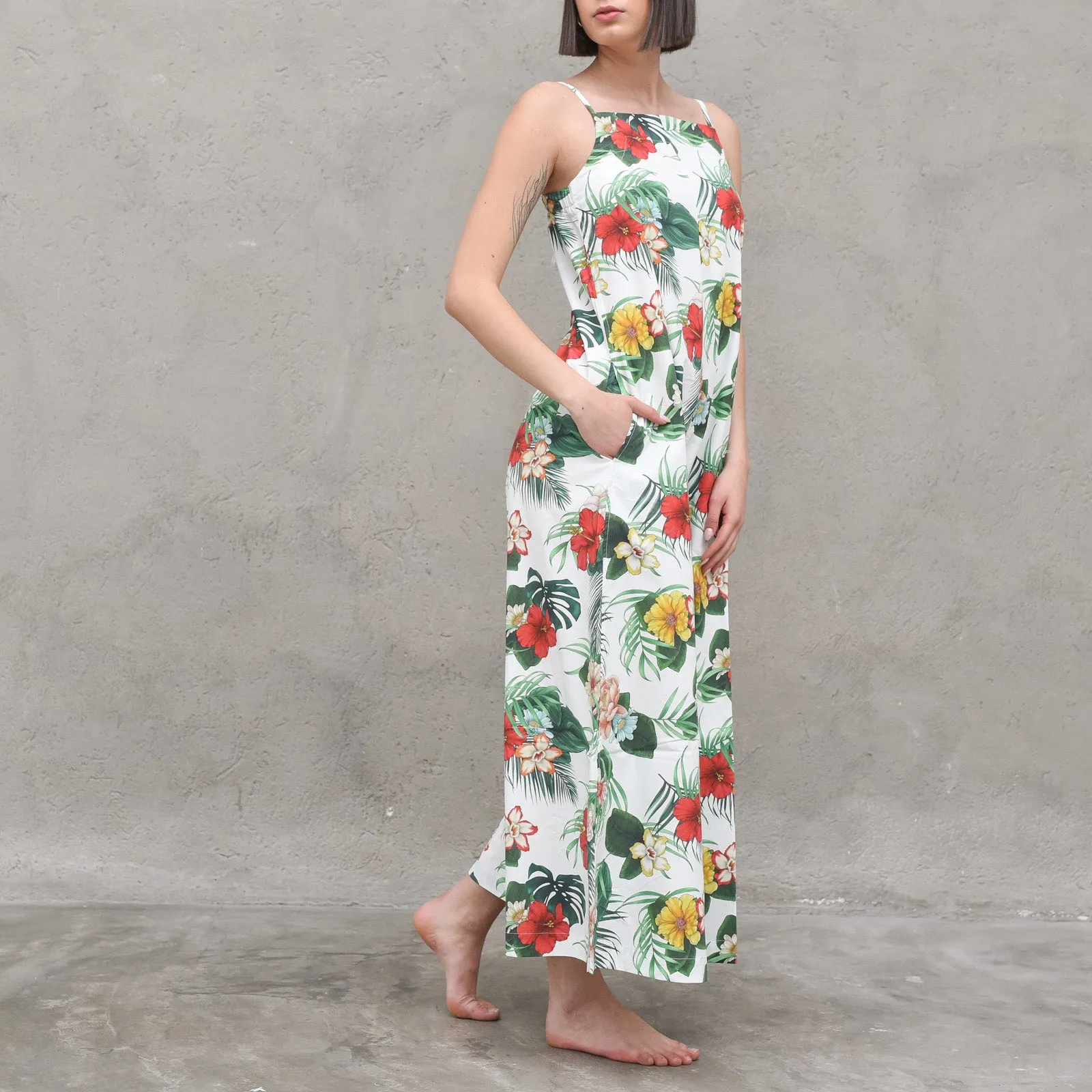 Sun Up Overall Jumpsuit - Cotton Dress - White