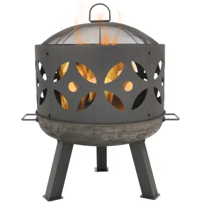 Sunnydaze 26" Retro Fireplace Cast Iron Fire Pit with Spark Screen