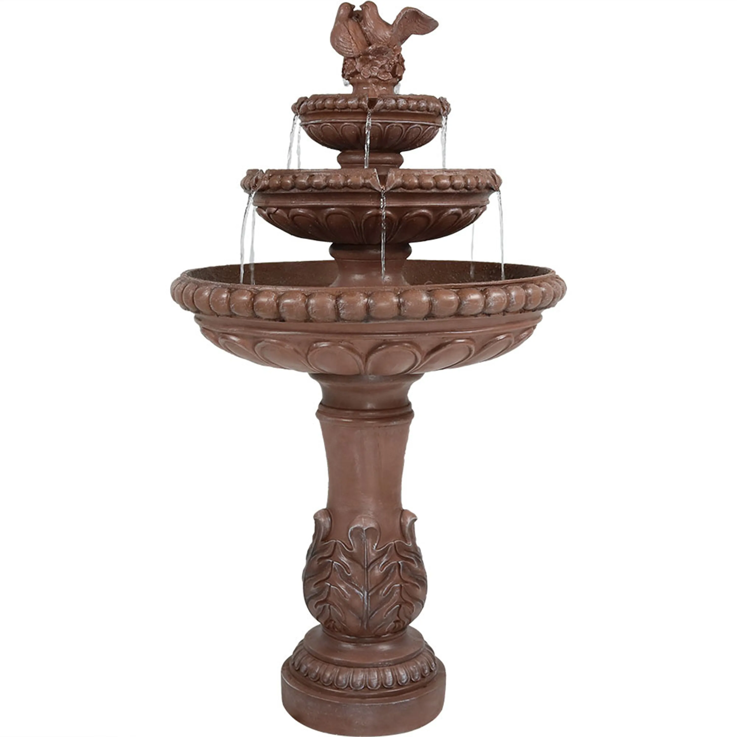 Sunnydaze 3-Tier Dove Pair Outdoor Water Fountain - 43" H
