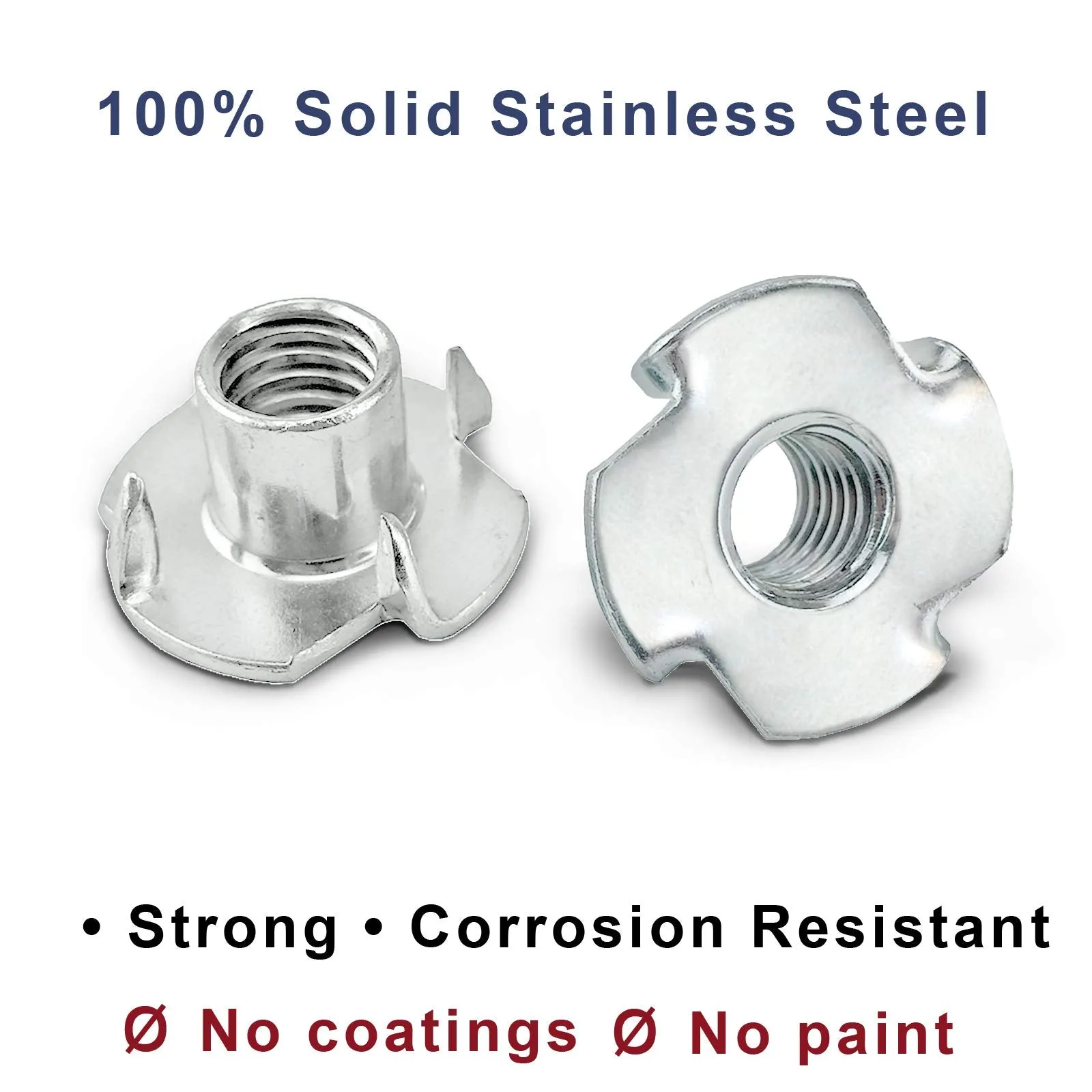 T-Nut 3/8"-16 x 7/16" Stainless Steel, (50 Pack) Choose Size/Quantity, by Bolt Dropper